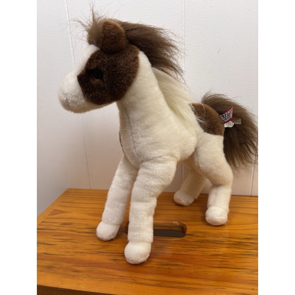 Douglas Cuddle Paint Colt Horse Standing Plush Stuffed Animal 14” Brown White
